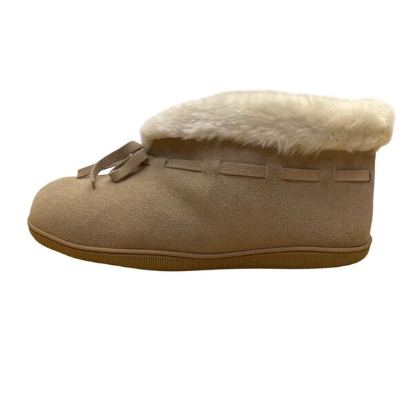 Clarks Women’s Wheat Suede W Lace Faux Fur Cuff Sandy Slipper Bootie Size 9M - Picture 4 of 11